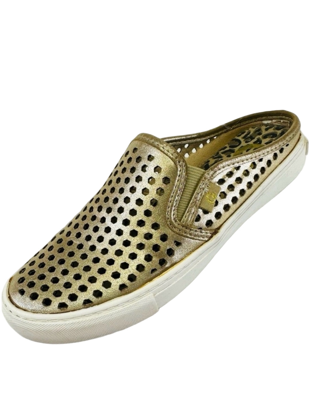 Guess gold perforated sneaker mules Size 7 7.5 slide Casual Neutral